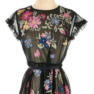 RED VALENTINO RUNWAY EMBROIDERED FLOWER Mini Dress 38